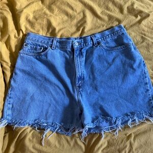 Vintage Levi Light Blue Frayed Jean Shorts